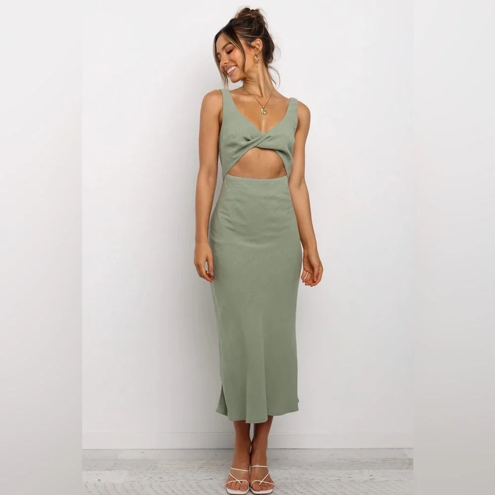 SOLD NWT Petal & Pup APOLLO cut out DRESS - OLIVE - Picture 5 of 5